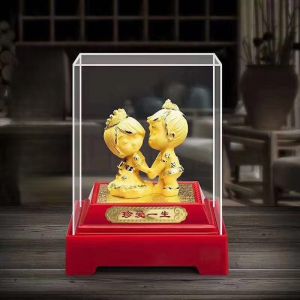 Creative Velour Sand Gold Figurine Wedding Gift New Couple Memorial Jewelry Store Wedding Celebration Decoration Accessories