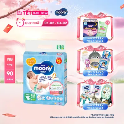 Tã dán cao cấp Moony Blue size NB76(14) miếng