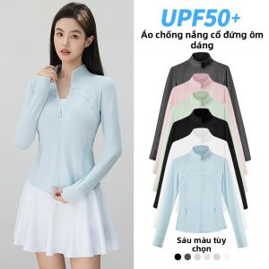 Áo Chống Nắng Nữ Thanh Lịch Thông Gió Co Dãn Ôm Sát Có Cổ