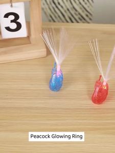 5 Pcs Flashing Finger Peacock Fiber Optic Light Glowing Peacock Open Screen Optic Light Kids Luminous Toys LED Finger Light