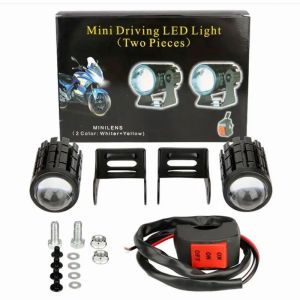 LAMPU TEMBAK MOTOR MODEL MINI D2 MINI 2WARNA HI/LOW CNC PLUS SAKLAR BREAKET WATERPROFF 2 LAMPU +1 SAKLAR LAMPU