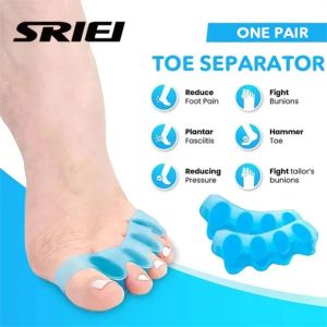 SRIEI 1Pair Silicone Toe Separator Five Toes Spreader Correction Bunion Hallux Valgus Foot Care Tool