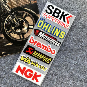 1 Set of SBK OHLINS MotocRoss Bremo AKRAPOVIC VIA NGK Elements Reflective Motorcycle Edge Bike Helmet Sticker Car Styling Vinyl Sticker for YAMAHA SUZUKI HONDA Kawasaki KTM DUCATI BMW Benelli Harley Vespa