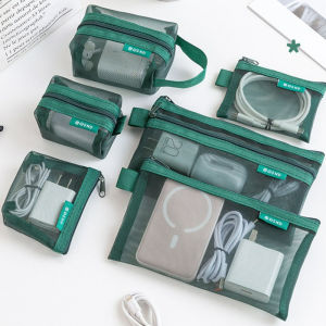 Mesh Storage Pouches Set Lightweight Cable Organizer Bag Portable Handbag for Travel Electronics Cosmetic Small Accessories