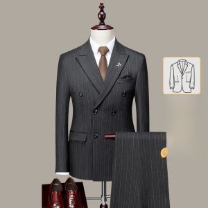 ROMON | Lormen Mens Business Suit Set Professional Wedding Engagement Best Man Groomsmen Formal Wear Iron-Free Polyester Blend