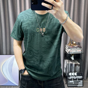 เสื้อยืดแขนสั้นผ้าลินินบางพิมพ์ลายสำหรับผู้ชาย เสื้อยืดคอตตอนผสมลินินทรงสลิมฟิตสำหรับใส่ไปทำงานและกลางแจ้งในฤดูร้อน