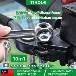 TIHOLE 10-in-1 Dog Bone Wrench Set (6-15mm) Forged Steel Hex Spanner Multifunction Hexagonal Screw Wrench Tool for Car Bicycle Motorcycle Repair