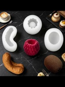 Khuôn Làm Bánh Fondant Silicon Dành Cho Bánh Mousse Sô Cô La Với Thiết Kế Hình Hạt Điều Quả Mâm Xôi Kiwi Hoặc Quả Vani Dụng Cụ Làm Bánh Tráng Miệng Thân Thiện Với Môi Trường