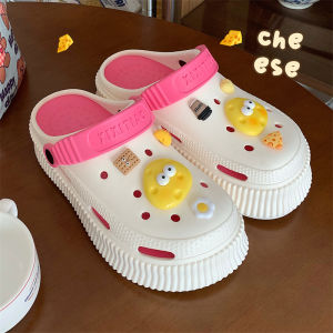 Thick Bottom Hole Hole Shoes Womens Summer Holiday Floral Beach Slippers Cool Draggin Shoes Korean Style Flat Heel EVA