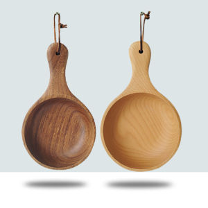 Solid Wood Bailer Household Beech Acacia Wooden Spoon Scoop Wooden Handle Large Bowl Rice Spoon Soup Spoon Wine Ladle Bathroom Wooden Ladle