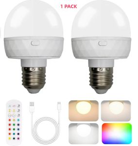 Bóng Đèn LED Điều Chỉnh Độ Sáng 5W E27 Có Thể Sạc Lại Với Điều Khiển Từ Xa Và 3 Đèn Puck Không Dây Hẹn Giờ Được Vận Hành Bằng Pin - Bóng Đèn Quả Cầu Có Thể Tháo Rời Cho Phòng Khách