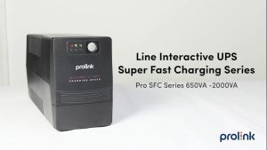 Bộ lưu điện UPS PROLINK PRO1201SFC (1200VA) công suất 600W tích hợp bộ AVR sạc siêu nhanh dùng cho PC Camera Wifi
