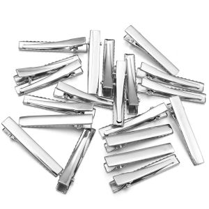 Gói Hàng Số Lượng Lớn 20-50 Chiếc Kẹp Tóc Kim Loại Dẹt Một Chấu Kiểu Cá Sấu 20/32/40/45/55/75/98mm Mạ Rhodium Phụ Kiện Làm Đồ Trang Sức