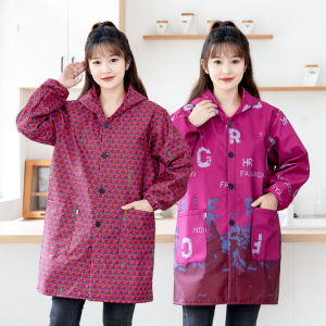 MONLEYTA | Long Sleeve Fleece Lined Apron For Adults Waterproof Kitchen Workwear Womens Outerwear Oil Resistant Winter Overall Coat