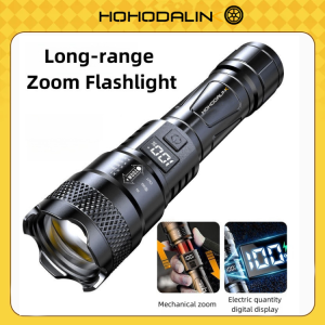 HOHODALINK Senter cas Terang Portabel Zoom Led dapat diisi ulang Flashlight taktis