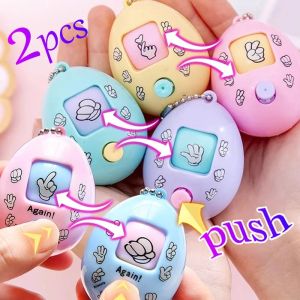 【Hot】2PCS Fun Guessing Egg Keychain Pendant Mini Stone Fair Game Egg Toy Pendant Childrens Birthday Party Gift