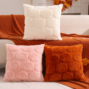 1 PC Halloween Decoration Throw Pillow Cover Pumpkin Jacquard Plush Autumn Thanksgiving Harvest Home Living Room