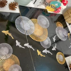 TENNESY Hiasan Dinding Aesthetic 1 Set Animal Fish Swimming Gold and Silver Wall Decor Kamar Rumah
