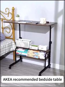 Height Adjustable Laptop Table Mobile Side Table Mobile Laptop Desk Home Office Desk Bed Table With Wheels
