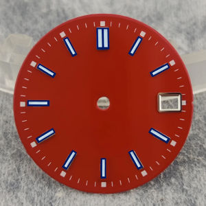 28.5mm NH35 Modified Watch Dial Brushed Silver Dial With Blue Luminous Markers For NH35 NH36 Automatic Movement Watch Mod Parts