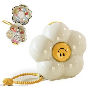 Creative Portable Sealed Flowers Medicine Box Pendant Waterproof with Dividers Jewelry Case Plastic Dopamine Organizer Box Rings