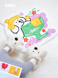 Carpet Seeu White Day Dreamer Cartoon Dog Anti-slip Rug Bedroom Childrens Room Polyester Fiber Floor Mat Home Decor