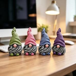 4PCS Colorful Garden Gnome Figurines Resin Cute Plant Pot Decorations Mini Elf Statues Indoor Desk Home Garden Decor Gift