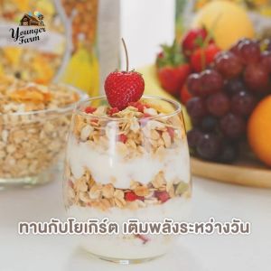 กราโนล่า ธัญพืชอบกรอบ รสสตรอเบอร์รี่โยเกิร์ตและเบอร์รี่ Younger farm ยังเกอร์ ฟาร์ม Strawberry yogurt และฟาร์มฟัง Berry 200 กรัม สูตรน้ำตาลน้อย แคลต่ำ เมื่อเปลี่ยนแปลงมาเป็น Vegan ใหม่