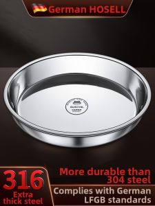 Food Safe Stainless Steel Plate Round Shallow