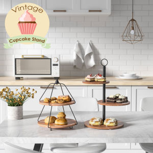 High Tea Wooden Platter for Cupcake Dessert Cake Tiered Display for Kitchen Wedding High tea