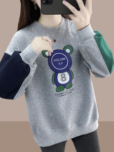 เสื้อสเวตเตอร์คอกลมลายหมีสำหรับผู้หญิง ทรงหลวม ลำลอง สไตล์เกาหลี ปกโปโล แฟชั่นฤดูใบไม้ผลิและฤดูใบไม้ร่วง