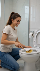 Tile & Toilet & Floor Cleaning Brush with Wooden Handle L 3 cm × W 3 cm × H 23 cm
