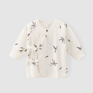 Wooden Cotton Spring Autumn Newborn Baby Wrap Shirt Long Sleeve Monastic Style Clothing Warm Belly Protection for Infants