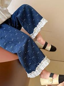 Street Style Kids Jeans Autumn 2025 New Straight Leg Casual Pants Baby Girl Clothes Thin Polyester Fiber Long Pants