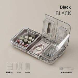 3-in-1 Multifunctional Pill Cutter and Pill Box Portable with Tablet Slicing Grinding and Storage Functions