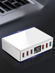 Earise | Nhiều cổng sạc USB đa năng Earise T9 công suất 120W sạc nhanh trạm sạc điện thoại di động công sở đa năng có màn hình