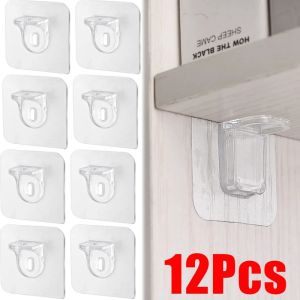 4/12Pcs Adhesive Support Shelf Bracket Non-Perforated Wardrobe Strong Partition Layer Fixed Paste Hook Home Kitchen Accessories