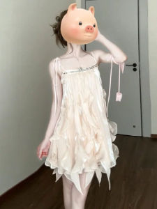 French Style Unique Beautiful Short Dress Strapless Halter Neck Summer Skirt Elegant Natural Waist Slim Fit A-Line Dress