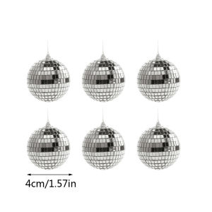6/12pcs Mini Mirror Disco Ball Stage Light Reflective Rotating Bright Silver Glass Ball Birthday Wedding Party Cake Home Decor