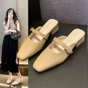 Giày Sandal Đế Bệt Bao Lưng Đế Dày Phong Cách Retro Cho Nữ Giày Đi Làm Mùa Xuân Mùa Hè Đa Năng Giày Sandal Đế Dày Đế Dày