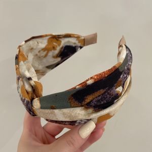 Original Design Wide Edge Crossed Hairband Vintage Fashion High Hairline Face Washing Hairband Gradient Color Korean Style