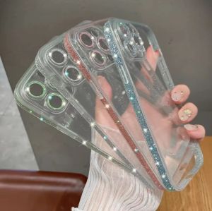 กระจกโปร่งใส เคส สำหรับ ไอโฟน/เคสใสกากเพชร กระจก เคสมือถือ สำหรับ iPhone 14 Pro Max/ 12 Pro Max/ 13 Pro Max