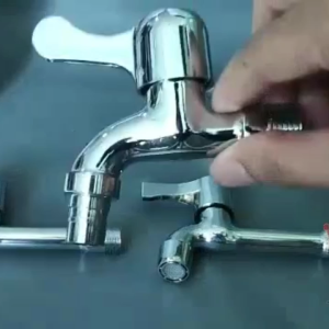 Keran Air Kran Air Mesin Cuci Wastafel Panjang Stainless Steel Tembok 2 Cabang Rumah Dapur Kunci