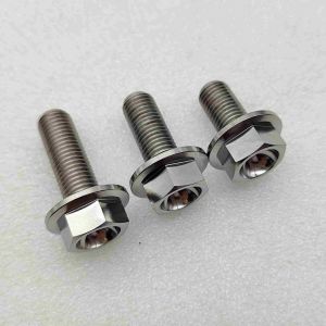 1pc Titanium Bolt M10 x 20mm 25mm 30mm 35mm 40mm 45mm 50mmThread Pitch 1.25 (Fine Thread) Hex Head Flange Hexagon Flange bolts Big Head Gr5 titanium screw ti bolt 6al4v titanium