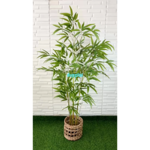 Pohon Plastik Tanaman Artificial Bambu Hijau Semilatex Cover Pot Eceng Gondok Motif Pajangan Ruang Tamu Aesthetic