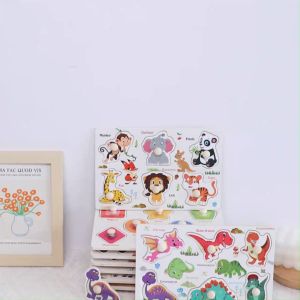 Kids Guard Baby Jigsaw Puzzle For Kids Hand Grab Board Toys 3D Wooden Grip Board Educational Cognitive Toy Educational toy for children