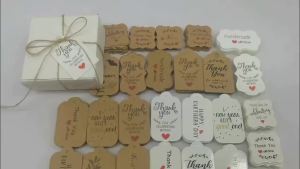100 Chiếc Dây Gai Dầu Handmade Thẻ Đóng Gói Quà Tặng 5x3/2.9x2.9cm Thẻ Làm Bánh Thân Thiện Với Môi Trường Thẻ Tankyou Cho Đám Cưới Sinh Nhật Đính Hôn