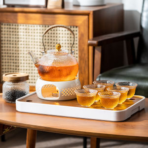 Afternoon Tea Set Suit Health Preservation Scented Teapot Candle Tea Boiling Candlestick Heating Hotel Flowers and Fruits Teapot