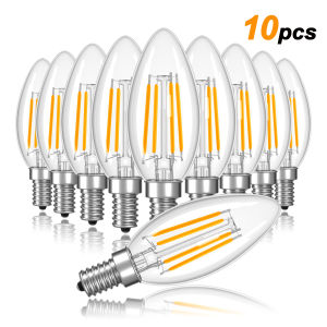 10PCS C35 4W LED Candle Light Bulbs E12 E14 Candelabra Base Dimmable Vintage Indoor Decor Edison Bulb For Chandelier Ceiling Fan
