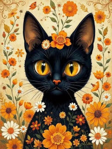 Huacan Full Square Round Diamond Painting Cat Diamond Mosaic Animal Flower New Collection 2026 Handmade Gift